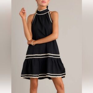 entro Black Sleeveless Dress with White Ric Rac Trim